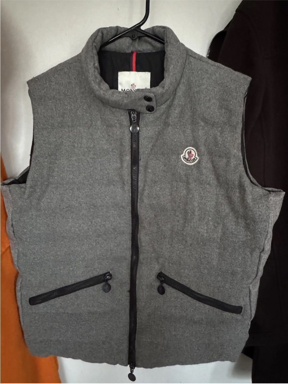 Moncler Gray Quilted Wool-Blend Vest with Logo